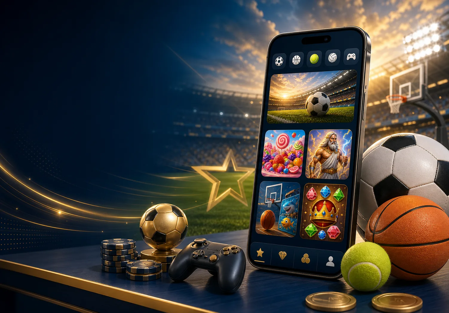 Starzbet için mobil spor ve oyun platformu görseli
